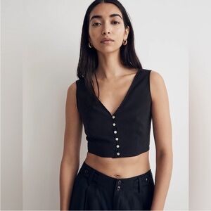 Madewell Softdrape Gwen Crop Vest Top in True Black NWT 4